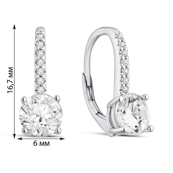 Серьги из серебра с белыми фианитами (арт. 7502/10014) – изображение 2
