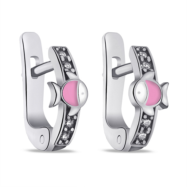 Серьги из серебра с эмалью и фианитами (арт. 7502/1074ебрсю) – изображение 1