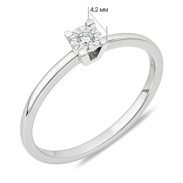 Кольцо из белого золота с бриллиантом (арт. К011733б) – изображение 3