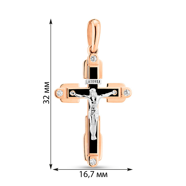 Золотой крестик с распятием и фианитами (арт. 720060Деч) – изображение 2