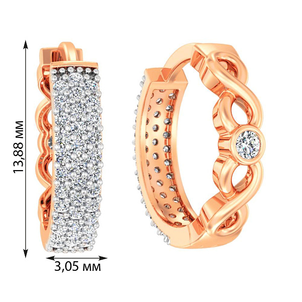 Двосторонні сережки з золота з фіанітами (арт. 111165) – зображення 3