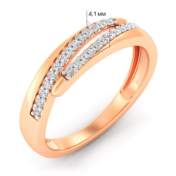 Золота каблучка з фіанітами (арт. 1401085) – зображення 3