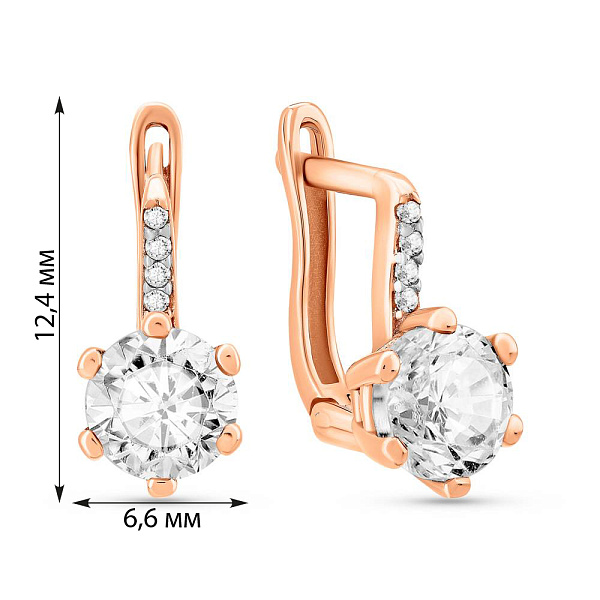 Серьги из красного золота с фианитами (арт. 104090) – изображение 2