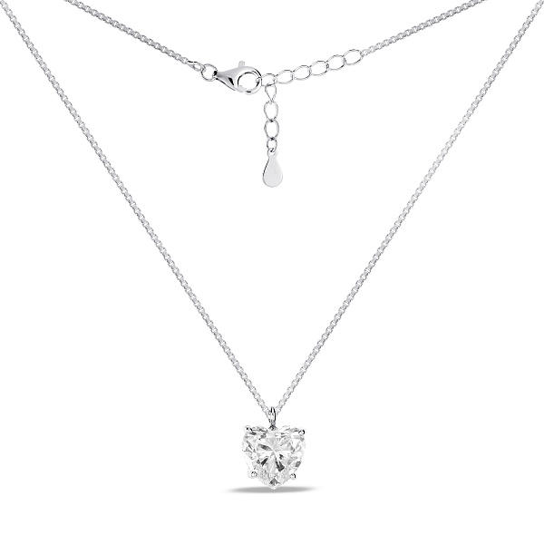 Серебряное колье с подвеской сердце с фианитами (арт. 7507/2598) – изображение 2
