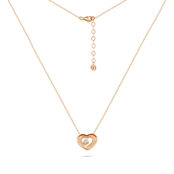 Колье «Сердечко» из желтого золота с фианитом (арт. 351214) – изображение 2