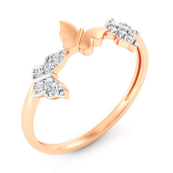 Золотое кольцо Бабочки с фианитами (арт. 141228) – изображение 1