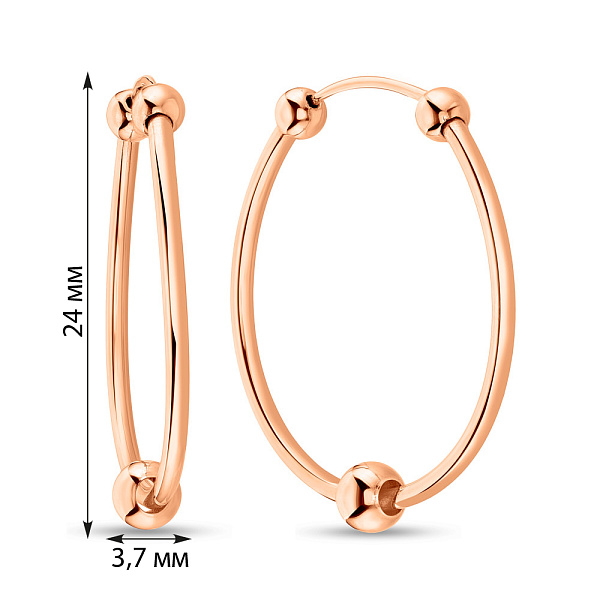 Сережки-кільця з червоного золота з кульками (арт. 121901/25) – зображення 3
