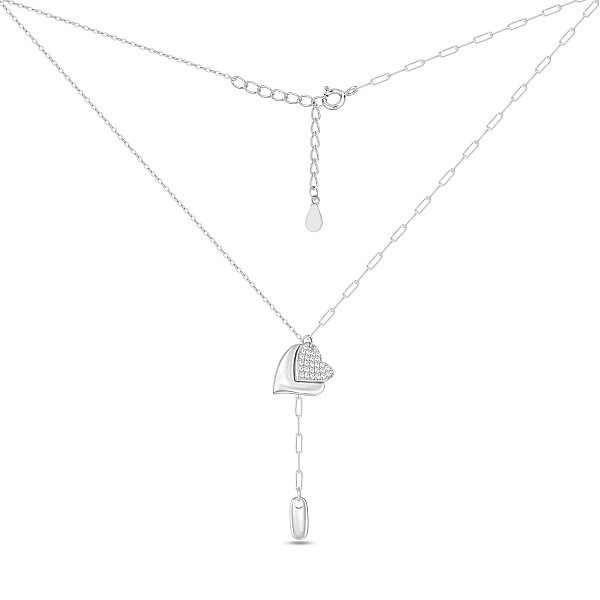 Серебряное колье с подвеской сердечка с фианитами (арт. 7507/2609) – изображение 1