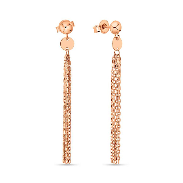 Золотые серьги-пусеты "Монеты" с длинной подвеской (арт. 108771) – изображение 1