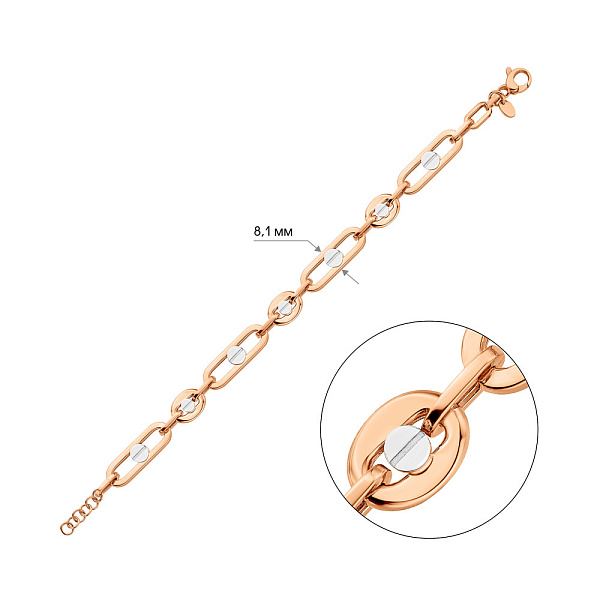 Браслет з червоного золота з родіюванням (арт. 326482р) – зображення 3