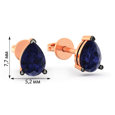 Золоті сережки-пусети з синім кварцом (арт. 111230ПСс)