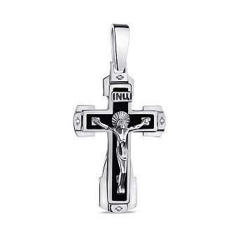 Фото Серебряный крестик с фианитами и эмалью (арт. 7504/2-1169.0.2)