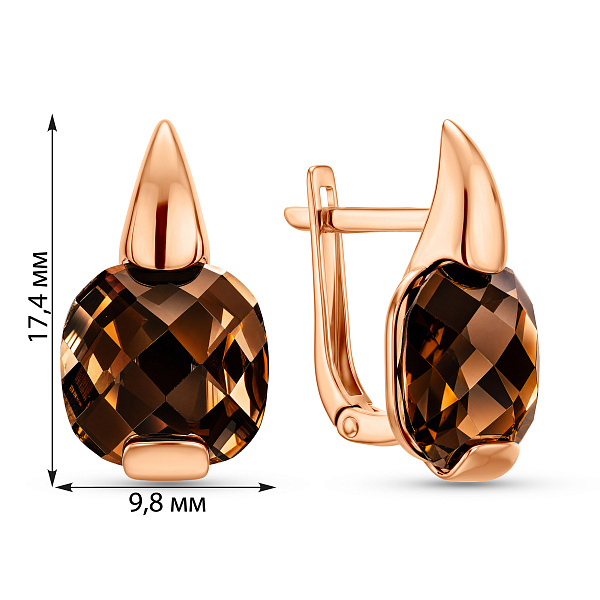 Серьги из красного золота с кварцем (арт. 110258Пкр) – изображение 2