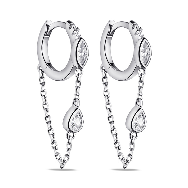 Серебряные серьги с подвеской и фианитами (арт. 7502/9617/15) – изображение 1