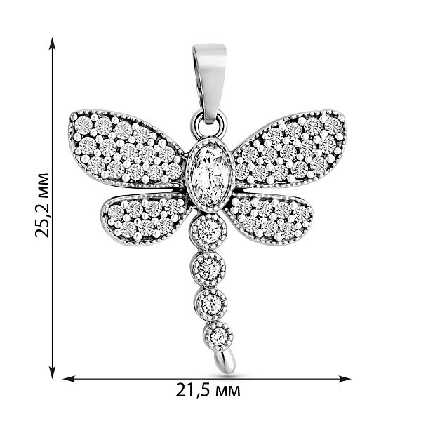 Золотая подвеска Стрекоза с фианитами (арт. 421524б) – изображение 2