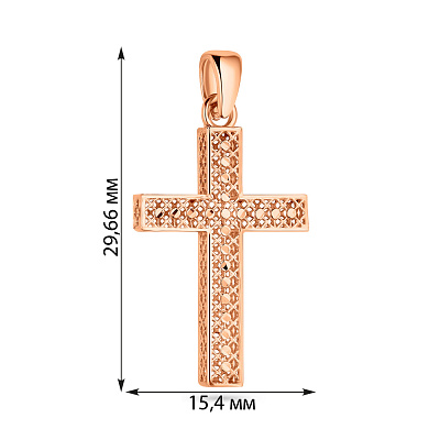 Золотой крестик в красном цвете металла  (арт. 424640)