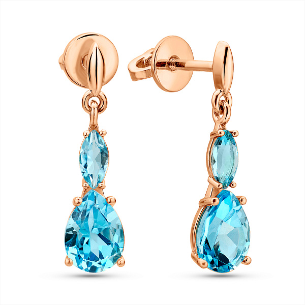 Золотые серьги с топазом  (арт. 111363Птг) – изображение 1