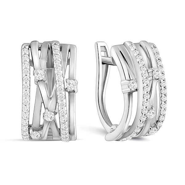 Сережки золотые Синергия в белом цвете металла (арт. 110185б) – изображение 1