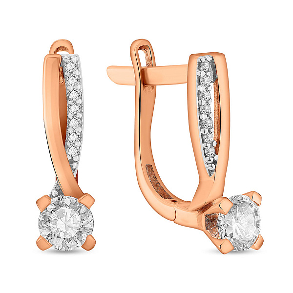 Серьги из красного золота с фианитами (арт. 107722) – изображение 1