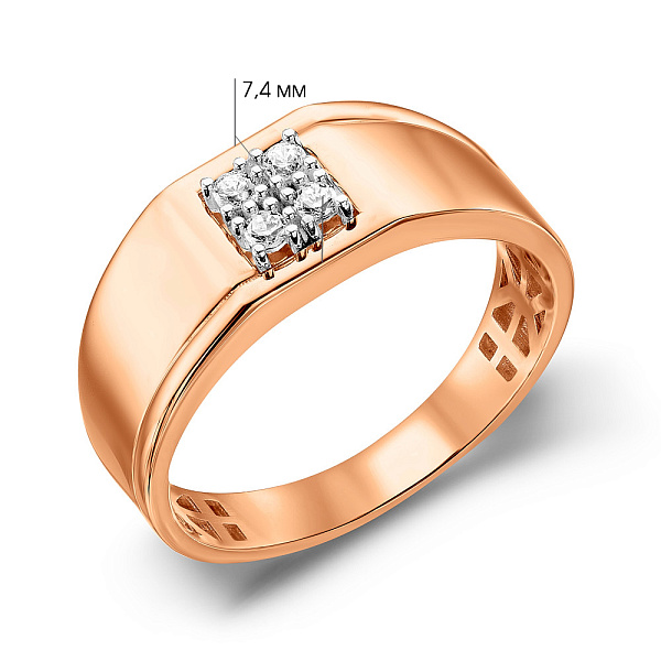 Печатка из красного золота с фианитами (арт. 180546) – изображение 2