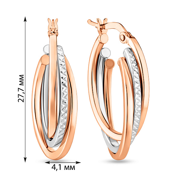 Серьги-кольца из комбинированного золота (арт. 104963/30кб) – изображение 4