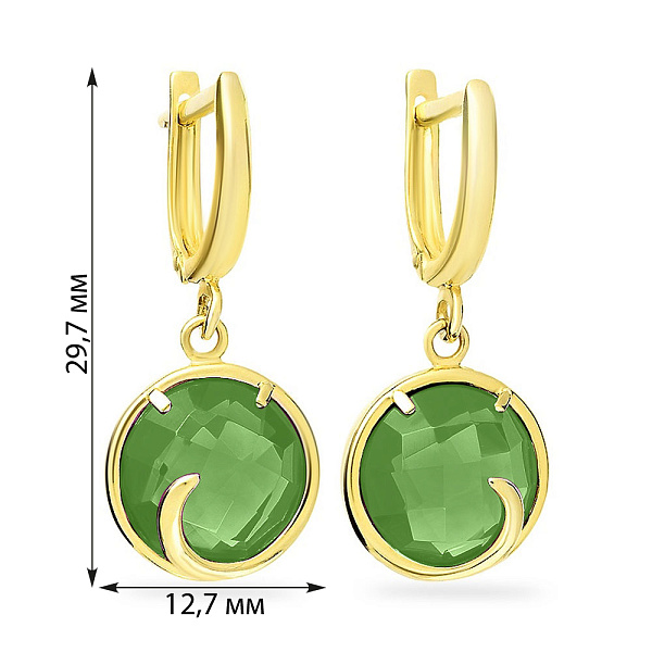 Сережки из желтого золота с хризопразом (арт. 110378Пжх) – изображение 2