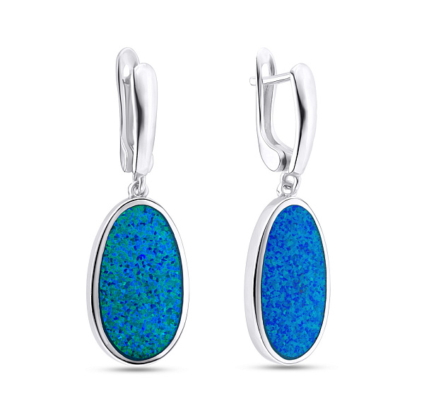Серебряные серьги с опалом (арт. 7502/3417Пос) – изображение 1