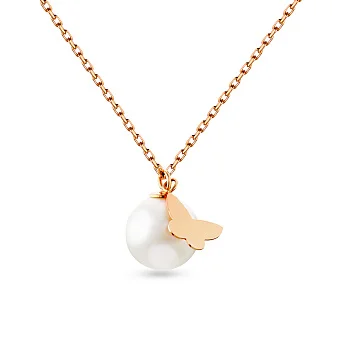 Кольє «Метелик» з перлами з червоного золота (арт. 351040прлб)