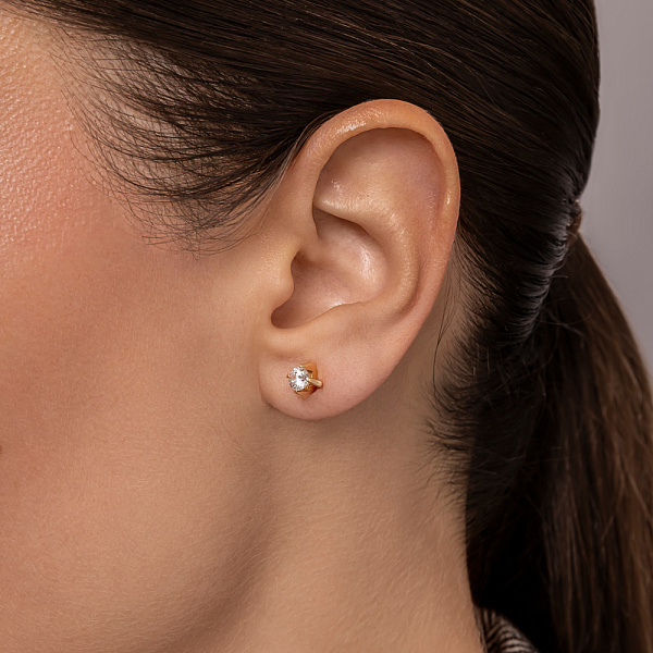 Золотые серьги пусеты с фианитом (арт. 110106ж) – изображение 2