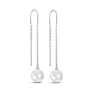 Фото Золотые серьги-протяжки с жемчугом (арт. 106780бпрлб)