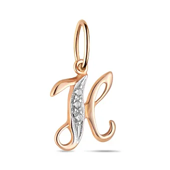 Золотий кулон Літера Н з фіанітами (арт. 440294)