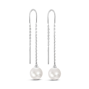 Фото Золоті сережки-протяжки з перлами (арт. 106780бпрлб)