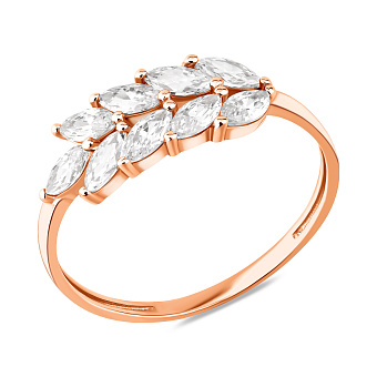 Золотое кольцо Колосок с фианитами (арт. 141288)