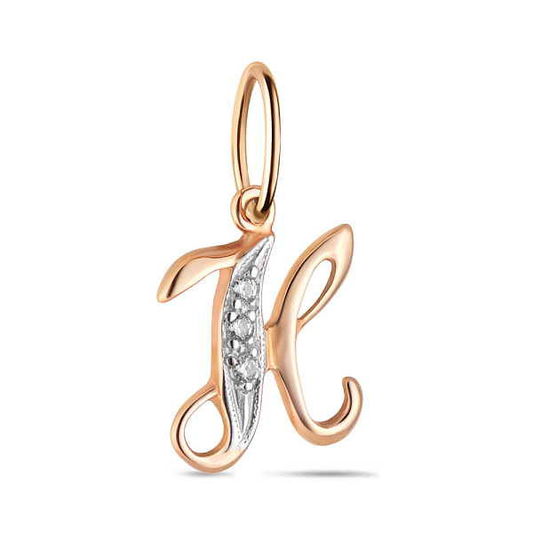 Золотая подвеска Буква Н с фианитами (арт. 440294) – изображение 1