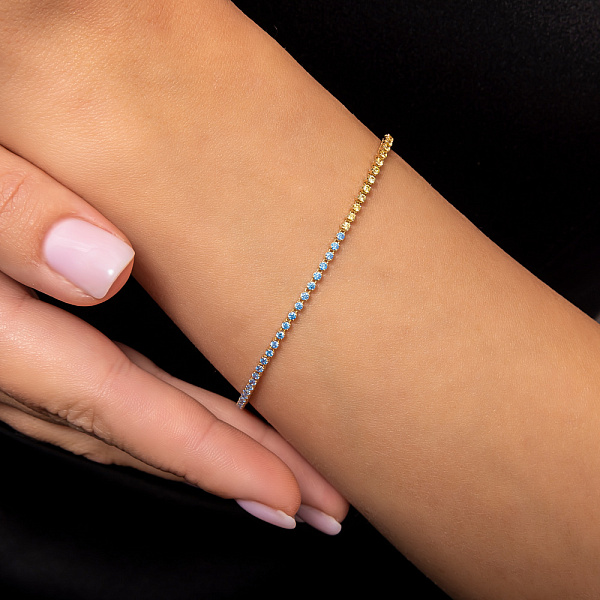 Теннисный браслет из желтого золота с фианитами (арт. 340038жгж) – изображение 3