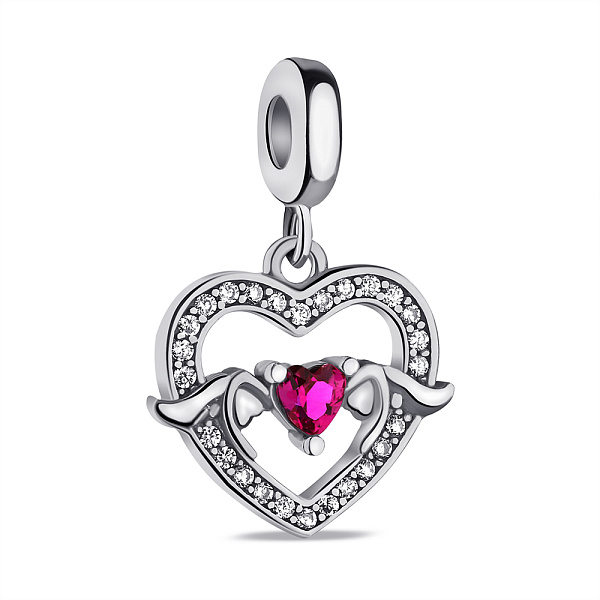 Срібний шарм з альпінітом і фіанітами (арт. 7903/4229амлн) – зображення 1