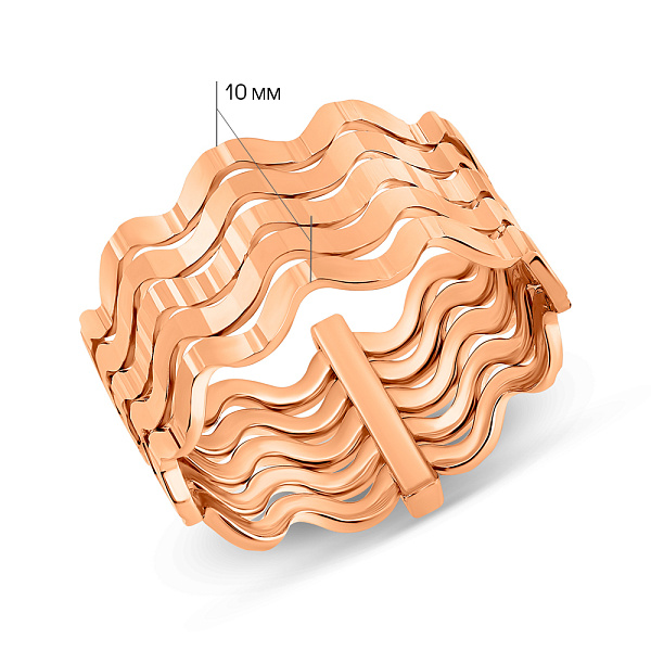 Кольцо из красного золота с алмазной гранью (арт. 1401034а) – изображение 3
