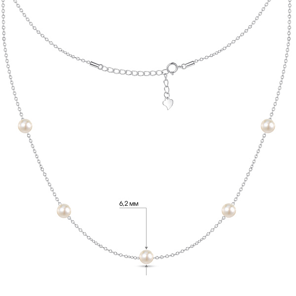 Серебряное колье с жемчужинами (арт. 7507/2687жб) – изображение 3