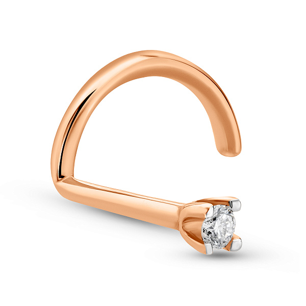 Золота сережка-пірсинг для носа з діамантом (арт. 6112627201) – зображення 1