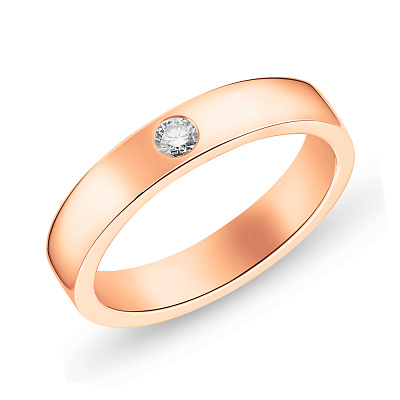 Обручальное кольцо из золота с бриллиантом  (арт. К239221005)