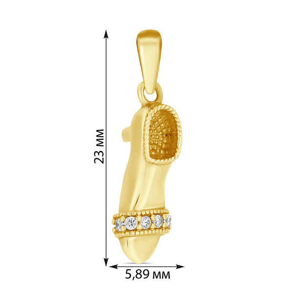 Кулон из желтого золота Туфелька с фианитами (арт. 421780ж) – изображение 2