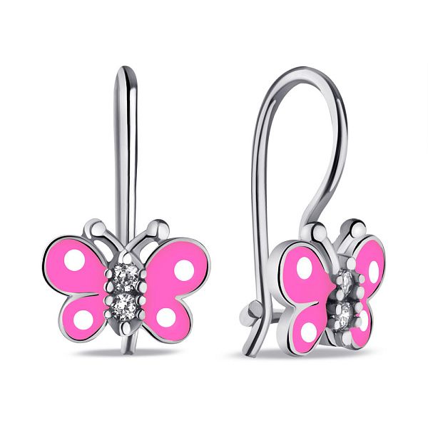 Серебряные детские серьги Бабочка с фианитами (арт. 7502/9747ебр) – изображение 1