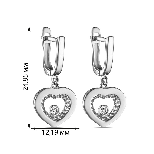 Золоті сережки «Сердечка» з фіанітами (арт. 106345б) – зображення 2