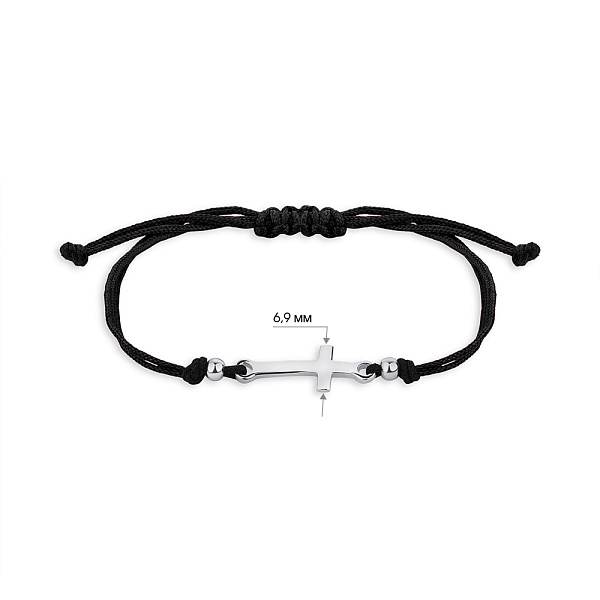 Браслет на черной нити с серебряной вставкой (арт. 7309/4476) – изображение 2