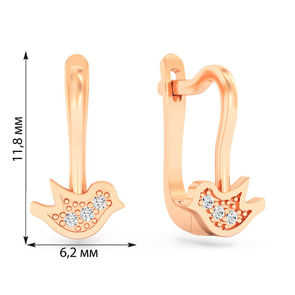 Детские золотые серьги Птички (арт. 110057) – изображение 4