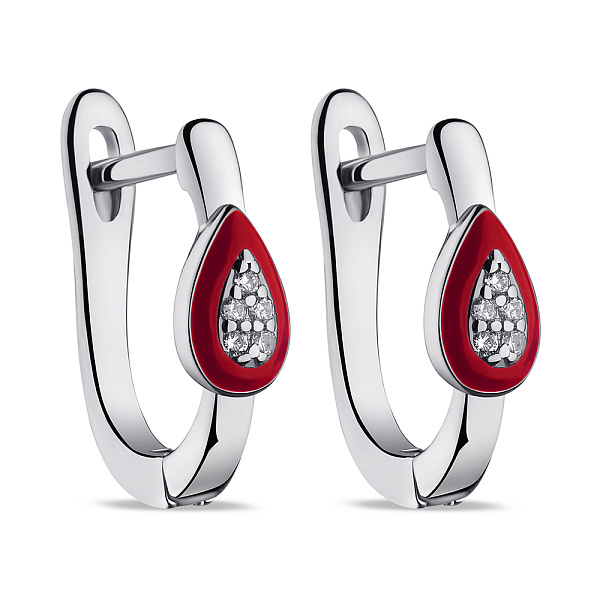 Серьги из серебра с эмалью и фианитами (арт. 7502/9497ек) – изображение 1