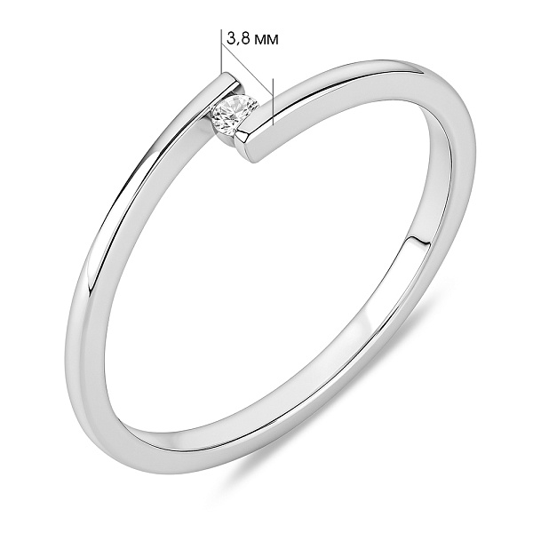 Тонкое кольцо из белого золота с одним бриллиантом (арт. К011348005б) – изображение 4