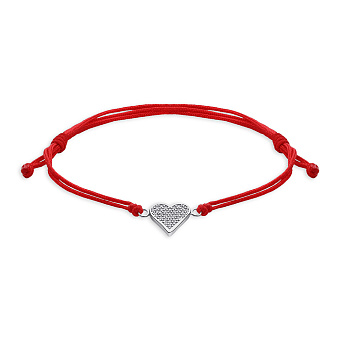 Браслет на красной нити с серебряной вставкой (арт. 7309/4732к)