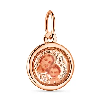 Кругла золота ладанка «Божа Матір з немовлям» (арт. 405100)