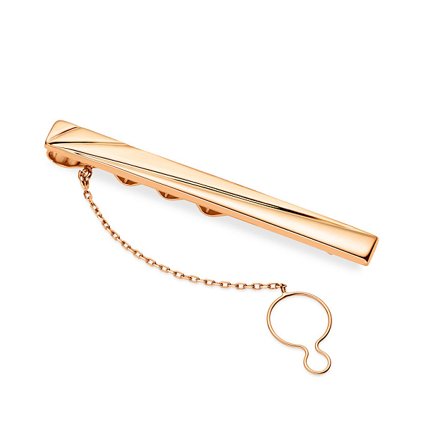 Золотий затискач для краватки в червоному кольорі металу (арт. 200041) – зображення 1